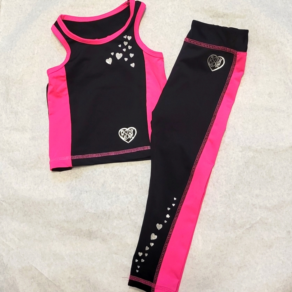 Body Glove black/pink heart activewear set